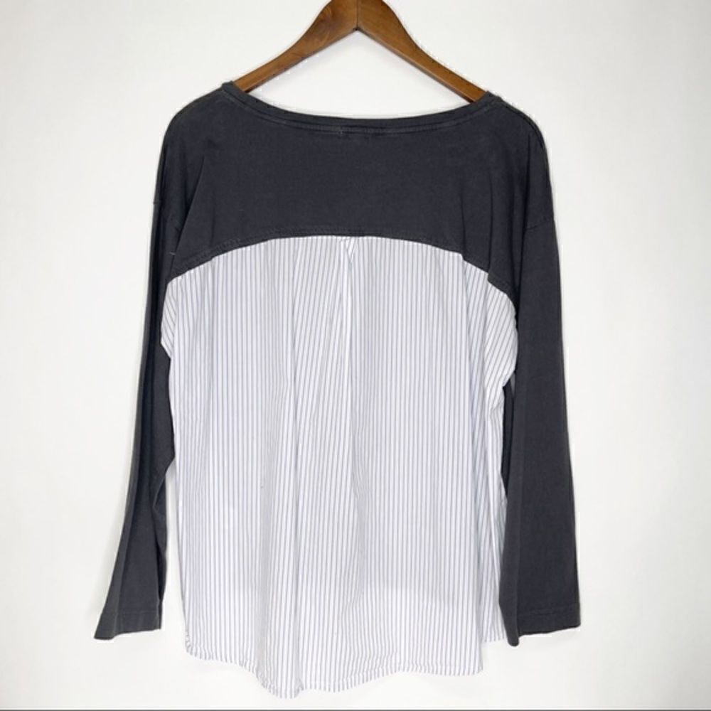 J. Crew Gray PinstriBack Long Sleeve Top - Picture 2 of 5